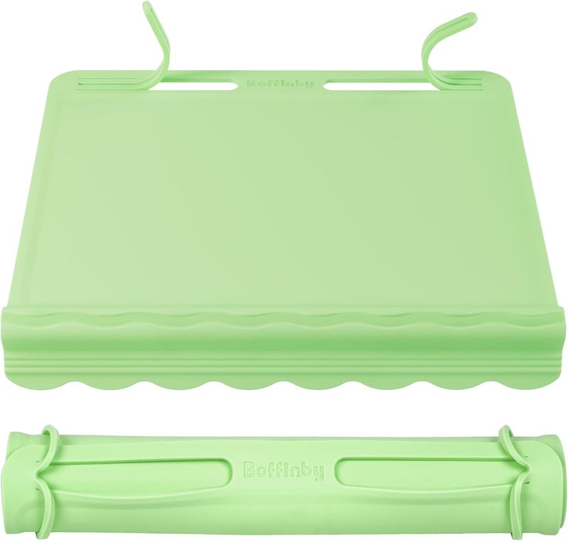 Boffinby Silicone Placemats for Baby & Kid, Eating Mat with Teething Edge Bumper, Rollable Travel Baby Mat with Built-in Rope, Green - Image 1